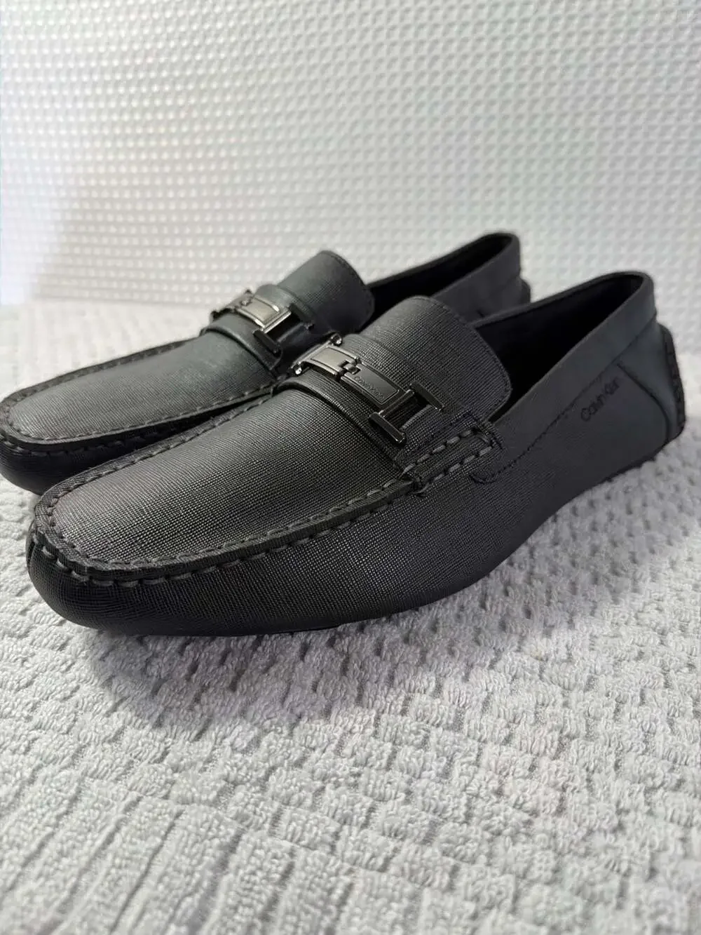 Calvin Klein Magnus Men's Slip-On Loafer in Black Weave Emboss